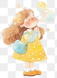 PNG A cute girl blowing bubbles illustration watercolor child.