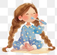 PNG A cute girl Brushing teeth illustration toothbrush children's.