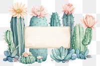 PNG Cactuses on A blank rectangular fabric label cacti illustration watercolor.