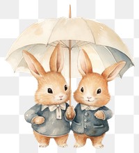 PNG Rabbit hugging umbrella cartoon rodent mammal.