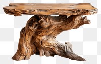 PNG Carved wooden table furniture tree driftwood.