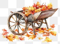 PNG Autumn wheel barrow illustration wheelbarrow watercolor.