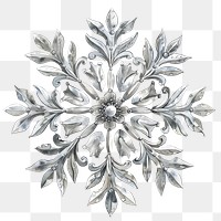 PNG Silver snowflake Christmas ornament art illustration pattern.