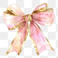 PNG Pink and gold bow watercolor pink hand-painted.