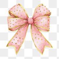 PNG Pink bow illustration watercolor polka.