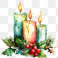 PNG Three Christmas candles illustration watercolor christmas.