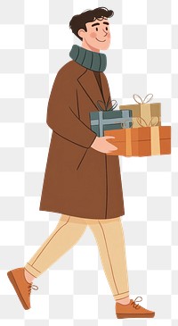 PNG Man carrying gift boxes illustration clothing gifts.