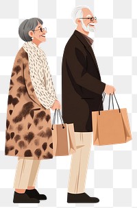 PNG Senior couple bags illustration clothing.