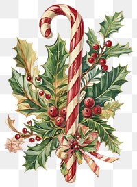 PNG Candy cane and holly illustration confectionery celebration.