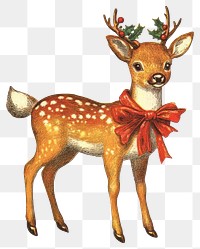 PNG Christmas reindeer illustration animal decoration.