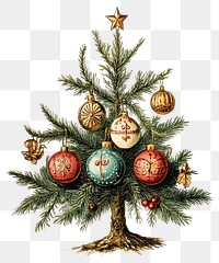 PNG Christmas tree decoration illustration vintage vintage illustration.