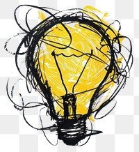 PNG Doodle light bulb yellow black art.