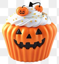 PNG 3d cupcake orange pumpkin halloween dessert cream.