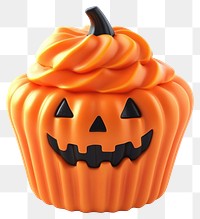 PNG 3d cupcake orange pumpkin halloween dessert jack-o'-lantern.