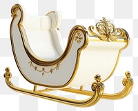 PNG White Gold Sleigh decoration christmas festive.