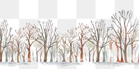 PNG Winter trees watercolor horizontal illustration winter art.