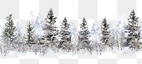 PNG Winter trees watercolor horizontal illustration nature forest.