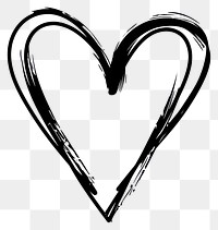 PNG Hand drawn heart black white illustration.