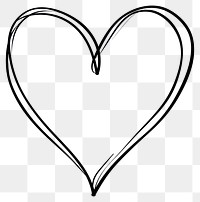 PNG Hand drawn heart simple black white.