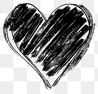 PNG Hand drawn heart sketch black white.