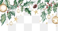 PNG Watercolor holly border christmas gold illustration.