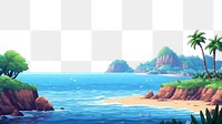 PNG Pixel art is a sea landscape outdoors nature. 