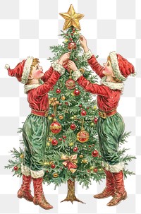 PNG A Christmas tree christmas illustration decorating.