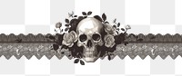 PNG Black skull and white lace with border art illustration accessories.