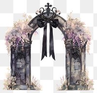 PNG Black coquette gothic arch illustration watercolor flowers.