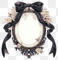 PNG Black coquette oval mirror illustration ribbon style.