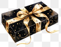 PNG Black and gold ribbon giftbox and champagne illustration accessories celebration.