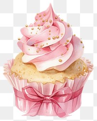 PNG Cupcake illustration watercolor dessert.