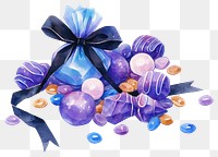 PNG A pile of candy illustration watercolor purple.