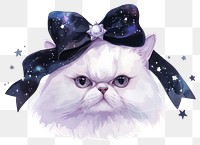 PNG White magic cat art illustration galaxy.