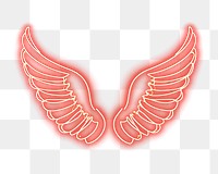 PNG Cute wings light neon illustration.