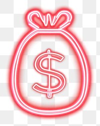 PNG A bag of money neon illustration background.