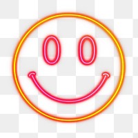 PNG Smiling emoticon neon illustration glowing.