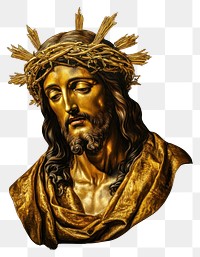 PNG Gold jesus painting art christianity.