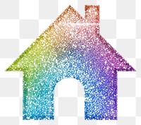 PNG Colorful house icon glitter shape white background.