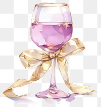 PNG Coquette red wine glass illustration watercolor.