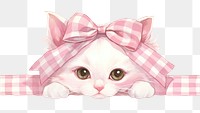 PNG White kitten face illustration animal ribbon.