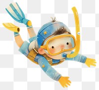 PNG A cute boy wearing snorkeling water illustration underwater.