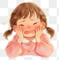 PNG A cute girl crying illustration clothing pastel.