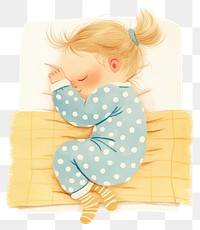 PNG A cute girl sleeping illustration children's colors.