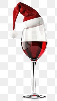 PNG Wine glass christmas theme drink santa hat.