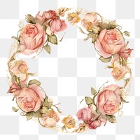 PNG Vintage rose circle frame pattern flower plant.