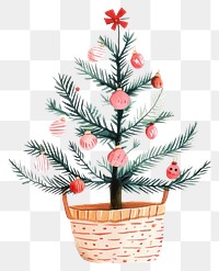 PNG Christmas tree in a basket christmas illustration decoration.