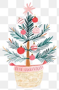 PNG Christmas tree in a basket christmas illustration decoration.