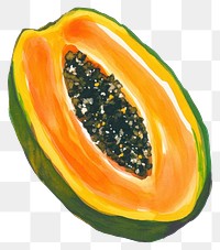 PNG Papaya illustration fruit watercolor.