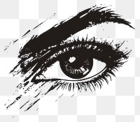 PNG Eye shape brush stroke drawing black white.